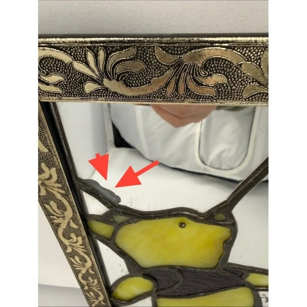 1970's‎ Handmade Vintage Stained Glass Repurposed Winnie the Pooh Mirror Kids